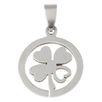 Stainless Steel Clover Pendant, Flat Round, original color Approx 