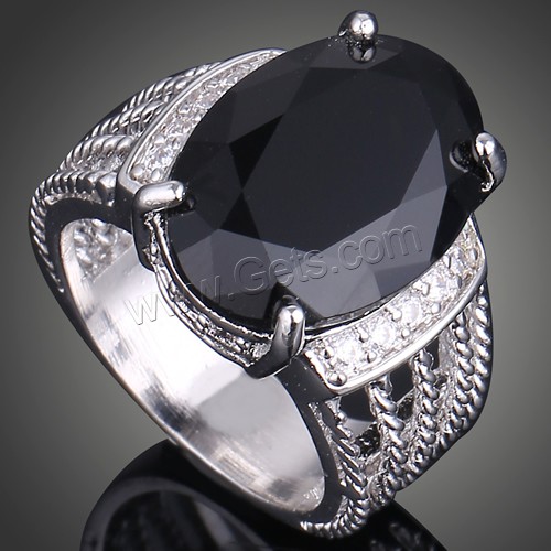 Crystal Brass Finger Ring, with Crystal, Flat Oval, platinum color plated, different size for choice & with cubic zirconia & faceted, 24x18mm, Sold By PC