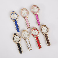 Bracelets de montre pour femmes, alliage de zinc, avec Titane de Revertex & verre, mouvement chinoise, Placage, émail & avec strass, plus de couleurs à choisir, 35mm, 20mm Environ 9.4 pouce, Vendu par PC