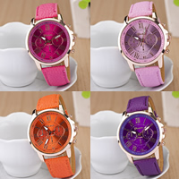Women Wrist Watch, Zinc Alloy, with PU Leather & Glass, Chinese movement, plated, adjustable & for woman 40mm, 20mm Approx 9.4 Inch 