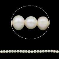 Perle comme Pommes de terre perles d'eau douce, perle d'eau douce cultivée, pomme de terre, naturel, blanc, grade A, 7-8mm Environ 0.8mm .5 pouce, Vendu par brin