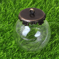 Кулон стеклянный глобус, Стеклянный, с цинковый сплав, Покрытие под бронзу старую, очистить, 25mm, отверстие:Приблизительно 2mm, продается PC