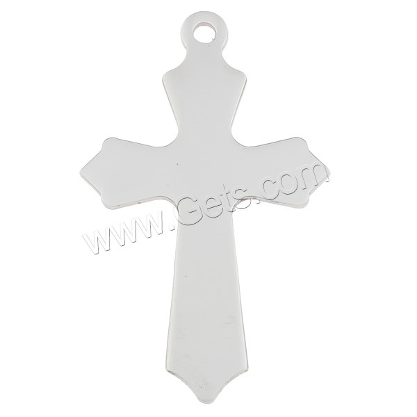 Stainless Steel Tag Charm, Cross, hand polished, laser pattern & Customized, original color, 26x44x1mm, Hole:Approx 2.5mm, Sold By PC