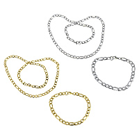 Refine Stainless Steel Jewelry Sets, bracelet & necklace, plated, figaro chain Approx 8 Inch, Approx 23 Inch 