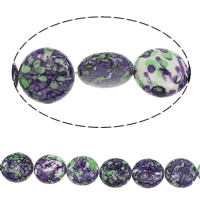 Rain Flower Stone Beads, Flat Round, synthetic Approx 1.2mm Approx 16 Inch 