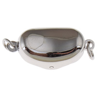 Brass Bayonet Clasp, Bean, platinum color plated, with 925 logo & single-strand, nickel, lead & cadmium free Approx 3mm 
