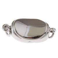 Brass Bayonet Clasp, Oval, platinum color plated, with 925 logo & single-strand, nickel, lead & cadmium free Approx 2mm 