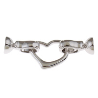 Brass Fold Over Clasp, Heart, platinum color plated, nickel, lead & cadmium free Approx 5mm 