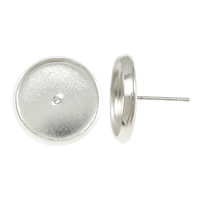 Brass Earring Stud Component, stainless steel post pin, Flat Round, plated 0.6mm, Inner Approx 
