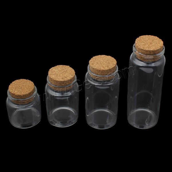 Glas Perle Kasten, mit Holzpfropfen, transparent & verschiedene Größen vorhanden, 10PCs/Tasche, verkauft von Tasche