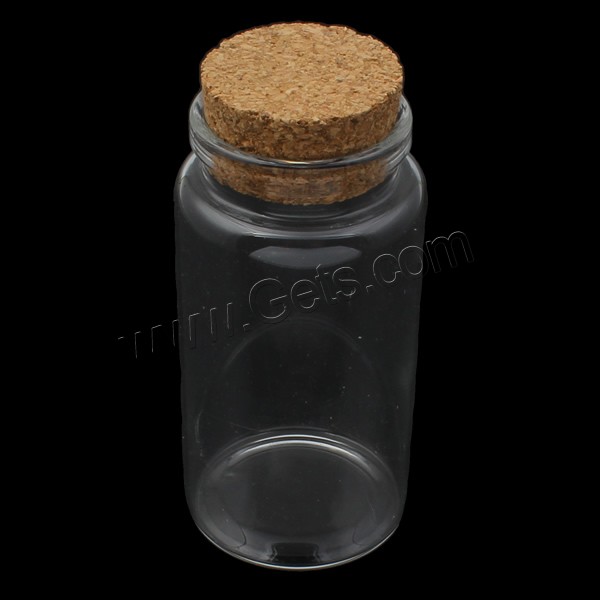 Glass Bead Container, with wood stopper, transparent & different size for choice, 10PCs/Bag, Sold By Bag