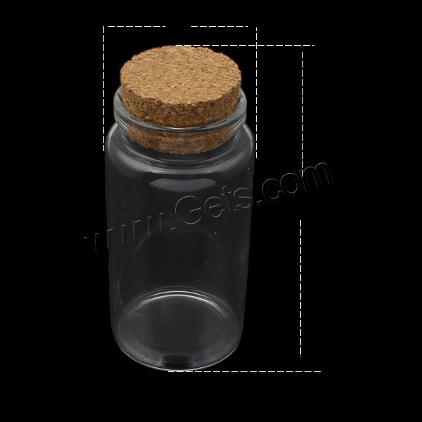 Glass Bead Container, with wood stopper, transparent & different size for choice, 10PCs/Bag, Sold By Bag