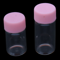 Glass Bead Container, with plastic cap, transparent pink 