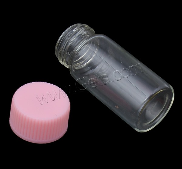Glass Bead Container, with plastic cap, transparent & different size for choice, pink, 20PCs/Bag, Sold By Bag