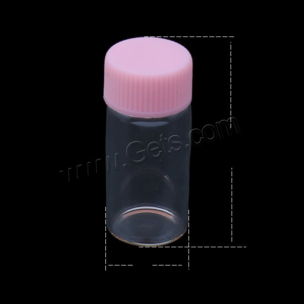 Glas Perle Kasten, mit Kunststoffkappe, transparent & verschiedene Größen vorhanden, Rosa, 20PCs/Tasche, verkauft von Tasche