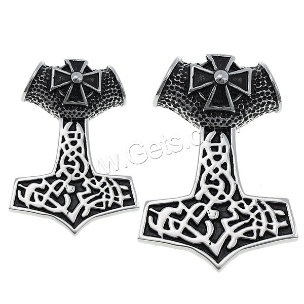 Stainless Steel Thor Hammer Pendant, 316L Stainless Steel, Hammer of Thor, different size for choice & blacken, Sold By PC