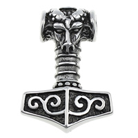 Stainless Steel Thor Hammer Pendant, 316L Stainless Steel, Hammer of Thor, blacken Approx 5mm 
