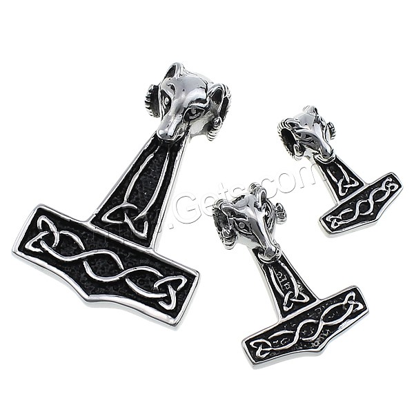 Stainless Steel Thor Hammer Pendant, 316L Stainless Steel, Hammer of Thor, different size for choice & blacken, Sold By PC
