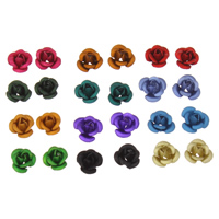 Aluminum Flower Beads, painted, Korean style & layered & matte nickel, lead & cadmium free Approx 1mm 