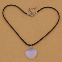 Sea Opal Necklace, with Waxed Linen Cord & Brass, zinc alloy lobster clasp, with 5cm extender chain, Heart 3mm Approx 17 Inch 