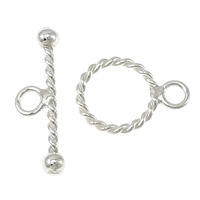 Sterling Silver Toggle Clasp, 925 Sterling Silver, Twist, plated, single-strand Approx 2.3mm 