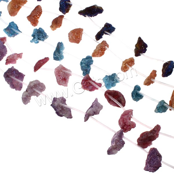 Quartz naturel Perles Druzy, agate quartz de glace, pepite, le style Druzy & normes différentes pour le choix, plus de couleurs à choisir, Trou:Environ 1mm, Longueur:Environ 16.5 pouce, Vendu par brin