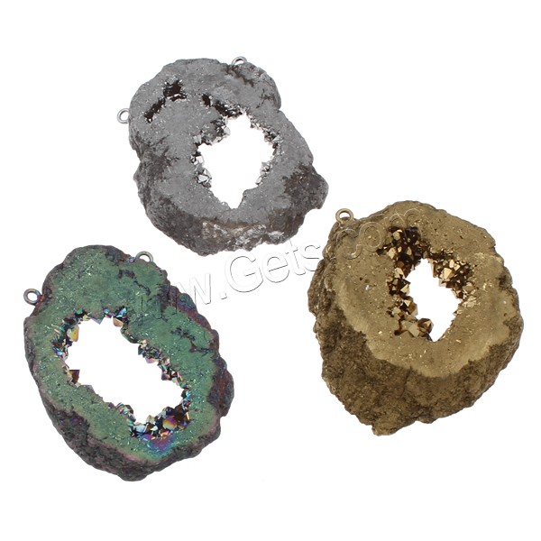 Natural Agate Druzy Connector, Ice Quartz Agate, with iron bail, druzy style & different size for choice & 1/1 loop, more colors for choice, Hole:Approx 2mm, Sold By PC