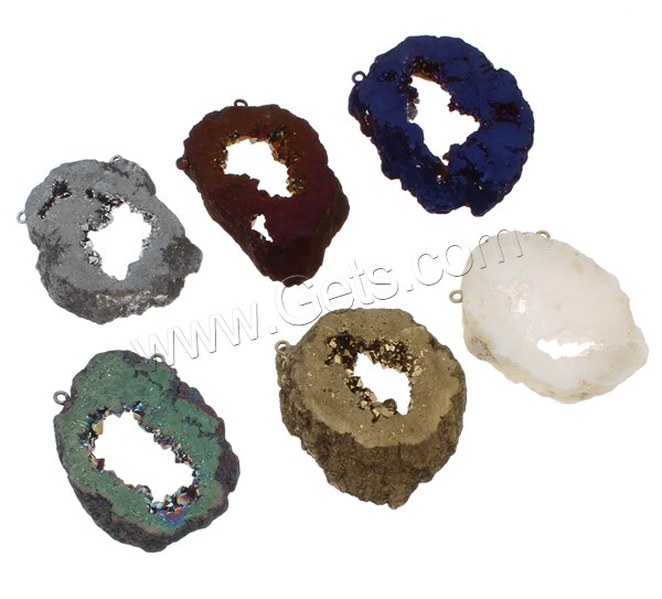 Natural Agate Druzy Connector, Ice Quartz Agate, with iron bail, druzy style & different size for choice & 1/1 loop, more colors for choice, Hole:Approx 2mm, Sold By PC