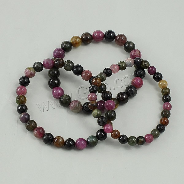 Tourmaline Bracelet, natural, October Birthstone & different size for choice, multi-colored, Sold By Strand