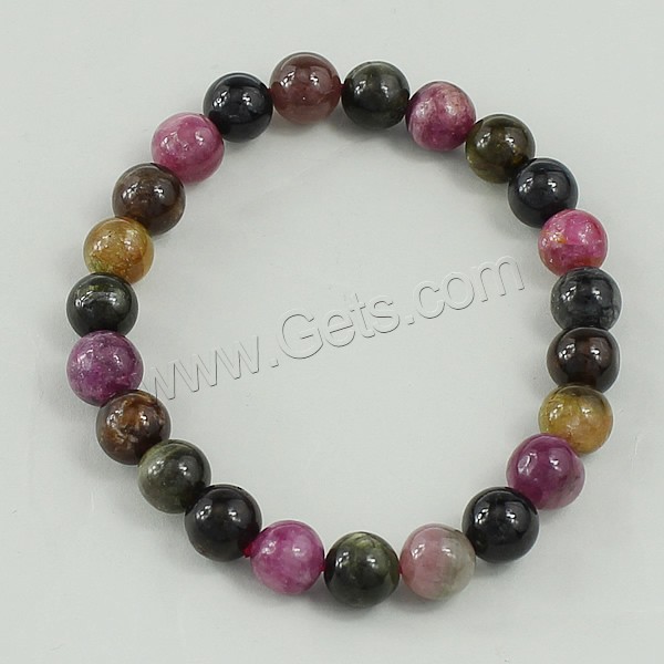 Tourmaline Bracelet, natural, October Birthstone & different size for choice, multi-colored, Sold By Strand
