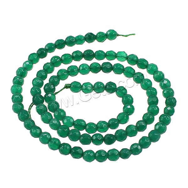 Perle agate verte naturelle, Rond, multiple tailles pour le choix & facettes, Trou:Environ 1-1.5mm, Longueur:Environ 14.5 pouce, Vendu par brin
