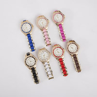 Women Wrist Watch, Zinc Alloy, with TR90 & Glass, Chinese movement, plated, for woman & enamel & with rhinestone 35mm, 20mm Approx 9.4 Inch 
