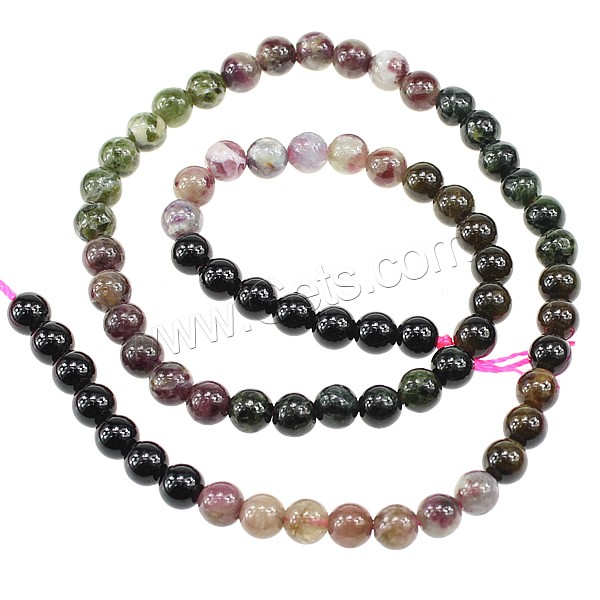 Natural Tourmaline Beads, Round, different size for choice, multi-colored, Length:Approx 16 Inch, Sold By Strand
