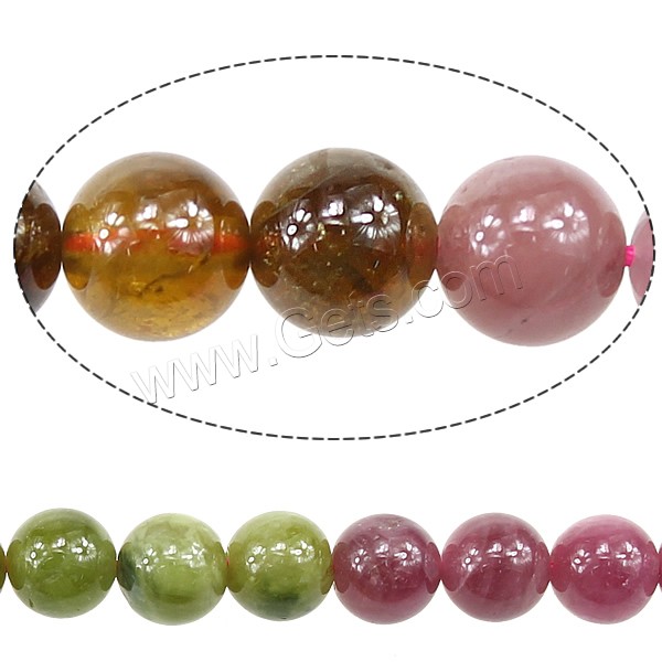 Natural Tourmaline Beads, Round, different size for choice, multi-colored, Length:Approx 16 Inch, Sold By Strand