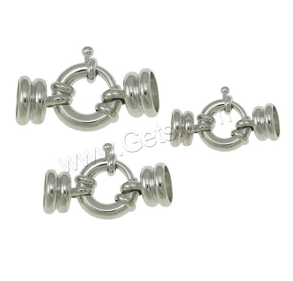 Brass Spring Ring Clasp, platinum color plated, with bead tip & different size for choice, nickel, lead & cadmium free, Sold By PC