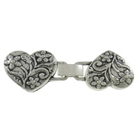 Zinc Alloy Fold Over Clasp, Heart, antique silver color plated, nickel, lead & cadmium free Approx 