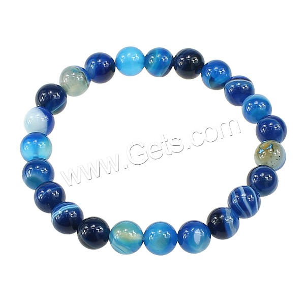 Lace Agate Bracelets, Blue Agate, Round, natural, Customized & more sizes for choice, Length:Approx 7.5 Inch, 22PCs/Strand, Sold By Strand