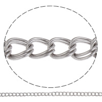 Cadena de enlace de cable de acero ioxidable, acero inoxidable, cadena de doble enlace, color original, 5x4.5x1mm, Vendido por m