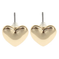 Zinc Alloy Stud Earring, with plastic earnut, brass post pin, Heart, gold color plated, nickel, lead & cadmium free 