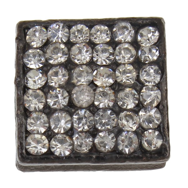 Zinc Alloy Slide Charm, Square, plated, with rhinestone, more colors for choice, nickel, lead & cadmium free, 12x12x6mm, Hole:Approx 3x7mm, Sold By PC