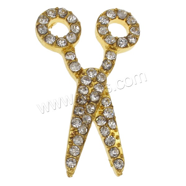 Zinc Alloy Scissors Pendants, plated, with rhinestone, more colors for choice, nickel, lead & cadmium free, 19x30x5mm, Hole:Approx 1mm, Sold By PC