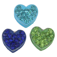 Zinklegierung Herz Perlen, Spritzlackierung, mit Strass, keine, frei von Nickel, Blei & Kadmium, 12x11x5mm, Bohrung:ca. 1mm, verkauft von PC