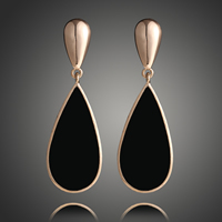 Resin Zinc Alloy Earring, with Resin, brass post pin, Teardrop, gold color plated 