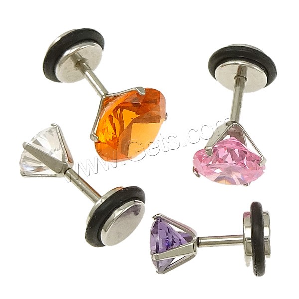 Stainless Steel Lip Ring, with Silicone, different size for choice & with cubic zirconia, more colors for choice, Sold By PC