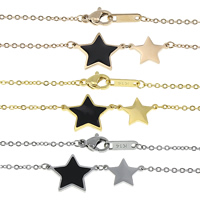 Stainless Steel Jewelry Necklace, Star, plated, oval chain & enamel 1.5mm Approx 18 Inch 