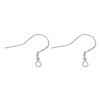 Sterling Silver Hook Earwire, 925 Sterling Silver, with loop, 17mm, 0.6mm Approx 1.5mm 