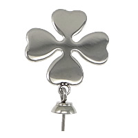 Stainless Steel Peg Bail, Four Leaf Clover, original color, 26mm 0.8mm Approx 