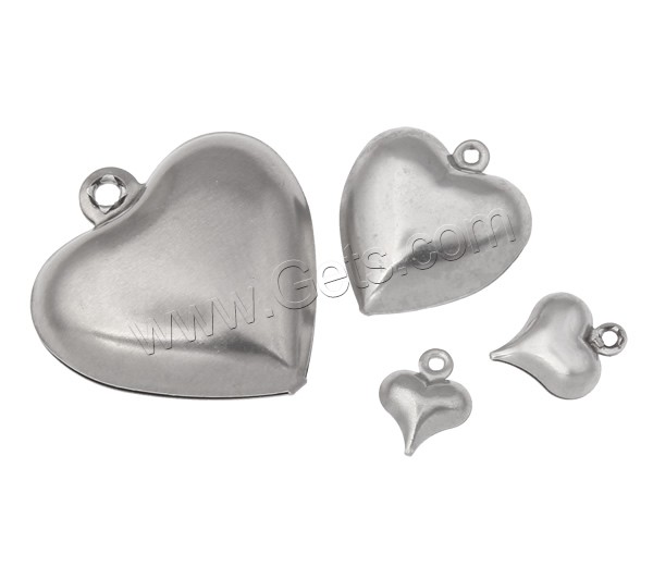Colgantes del corazón de acero inoxidable, diverso tamaño para la opción, color original, Vendido por Bolsa