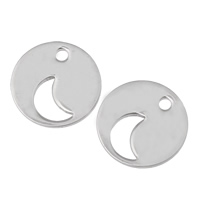 Stainless Steel Pendants, Flat Round, original color Approx 1mm 