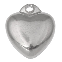 Colgantes del corazón de acero inoxidable, color original, 10x11x4.5mm, agujero:aproximado 2mm, 50PCs/Bolsa, Vendido por Bolsa